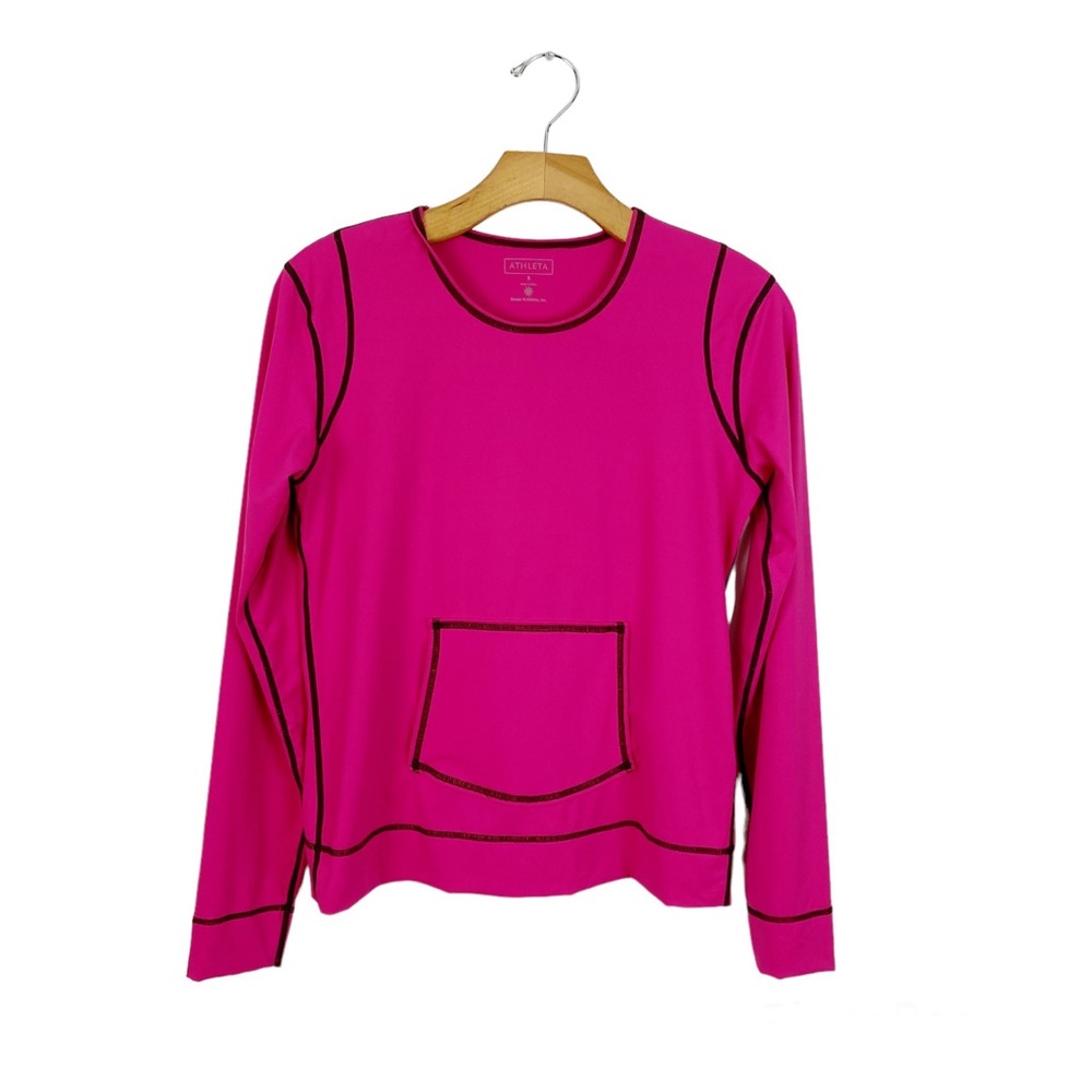 Athleta Summer Shade/Rashguard Shirt with Pocket Pink and Brown